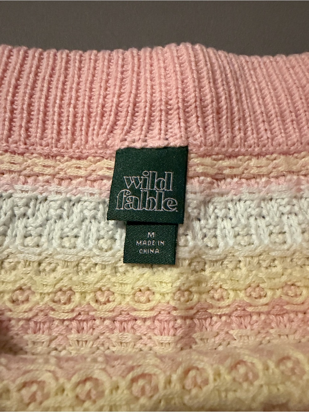 A-line crochet knit mini skirt pink white and yellow - Picture 3 of 7